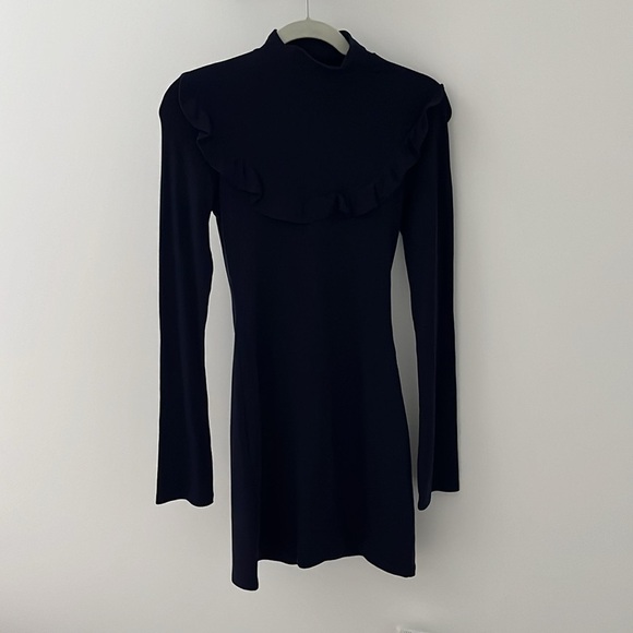 NWOT Reformation Greer Dress Mockneck Navy Blue Size S - Picture 2 of 6